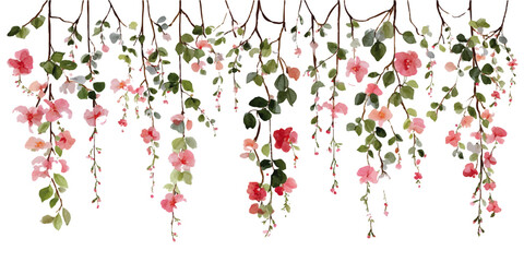 Set of floral wedding arches with pink peonies and delicate vines on a white background. Vibrant Pink Petunias Bloom Abundantly