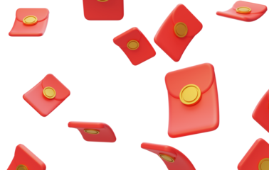 Chinese style red envelopes and red envelopes for New Year celebration 3D