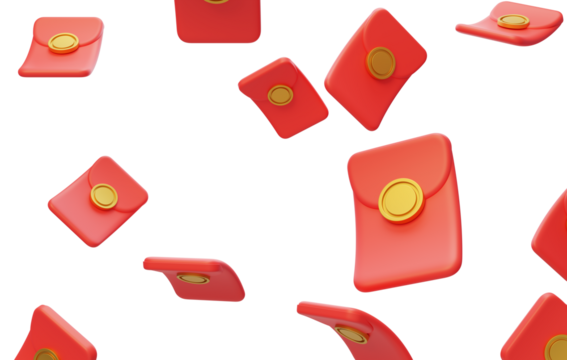 Chinese style red envelopes and red envelopes for New Year celebration 3D