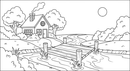 Obraz premium House on a river with transparent background