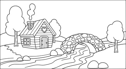 Obraz premium Country house with transparent background