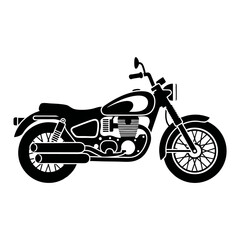 Obraz premium Classic Black and White Motorcycle Silhouette, Detailed Engine and Dual Exhaust Pipes