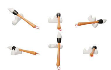 New Year Chinese Traditional calligraphy writing brush 3D