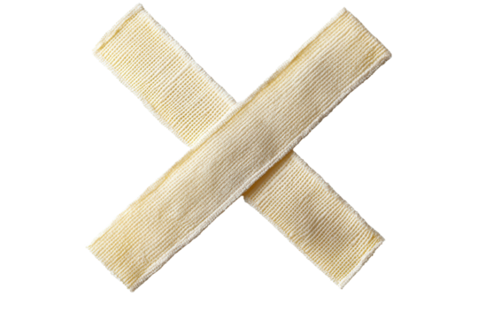 Cross wound dressing bandage suitable for medical applications isolated on a plain background for low resolution display purposes