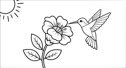 Obraz premium Hummingbird and flower with transparent background