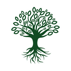 Obraz premium Vector Oak Tree With Roots Logo design template illustration