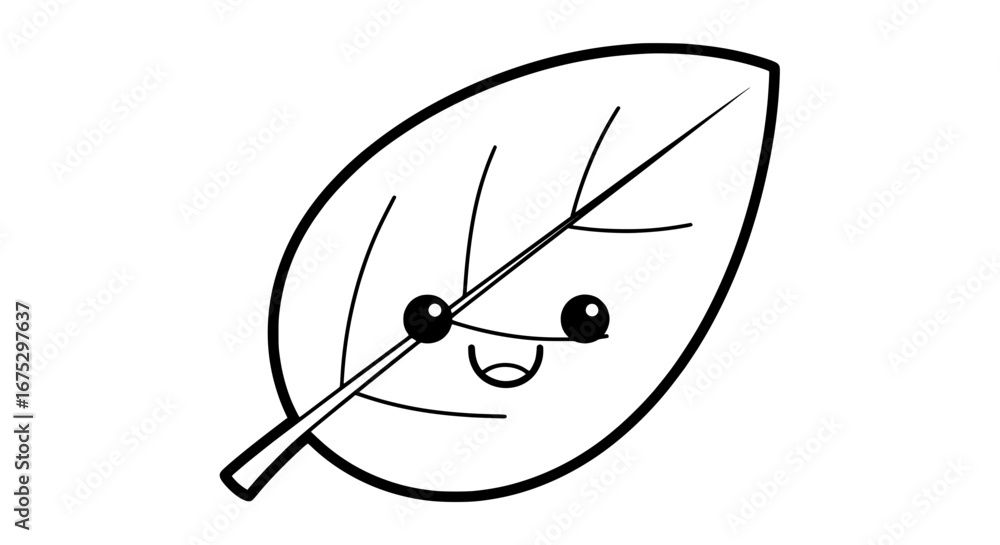 Poster smiling leaf with transparent background