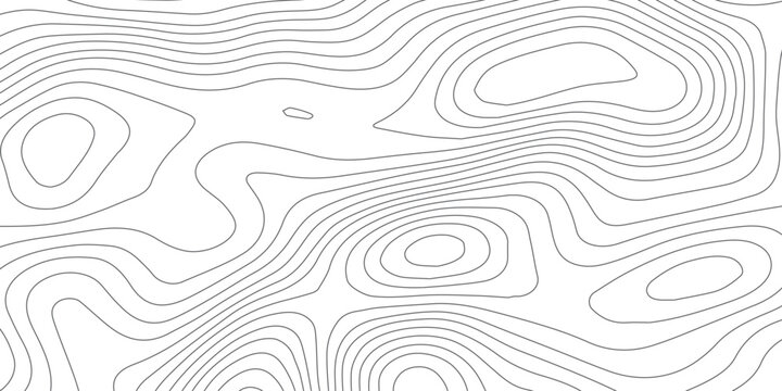 "Stylized Black and Grey Contour Lines on White Background, Illustrating Topographic Terrain with Elevation and Pathways"