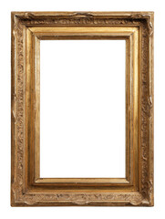 A gold framed picture with a white background