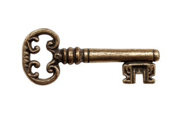 vintage key isolated on white background mystery access concept
