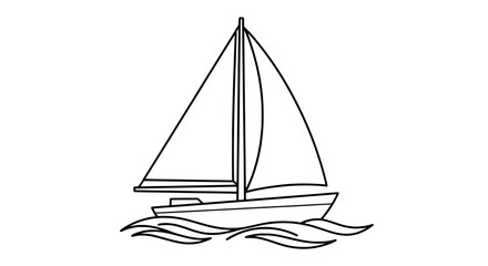 Sailboat on water with transparent background