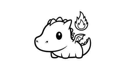 Fototapeta premium Cute dragon with fire and wings with transparent background