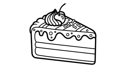 Slice of chocolate cake with whipped cream on transparent background