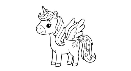 Fototapeta premium Cute unicorn with wings and transparent background