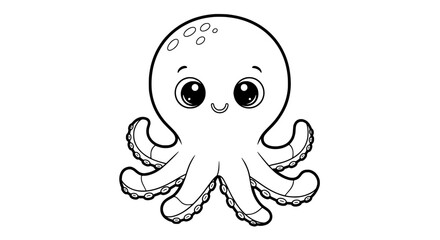 Obraz premium Cute cartoon octopus with transparent background