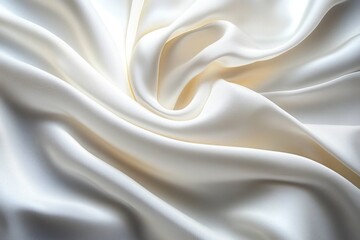 Obraz premium Close-up of smooth, flowing white satin fabric with soft folds and gentle shadows creating a luxurious and elegant feel