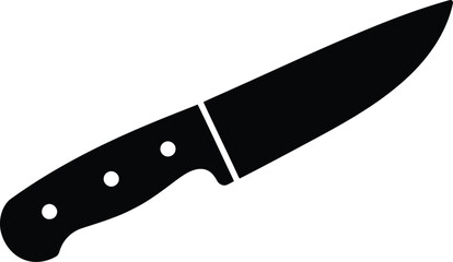 Sharp chef knife silhouette kitchen tool for culinary arts and food preparation vector