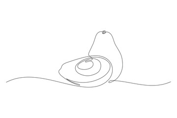 Obraz premium Avocado continuous one line drawing isolated on a white background. Horizontal banner. Outline avocado fruit. Vector illustration
