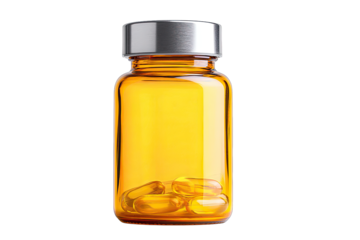 Vitamin supplement bottle, isolated on white background