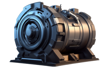 Electric motor design showcasing advanced technology with a transparent background for enhanced clarity and focus on structural details