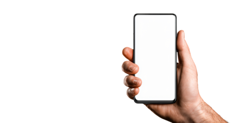 Modern smartphone mockup held in hand for app promotion or design