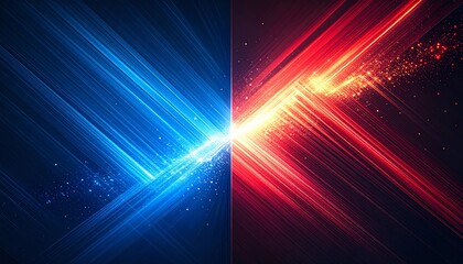 VS　赤と青の衝突 　ダイナミックな光の対比　対決