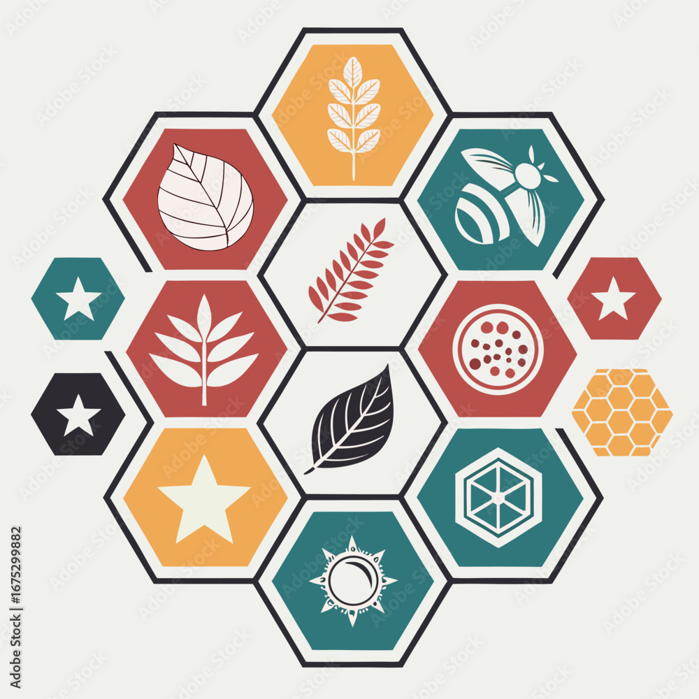 Poster geometric hexagon pattern background with vibrant color options