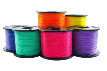 Colorful printing filament stacked in a creative arrangement showcasing diverse hues for various projects and applications
