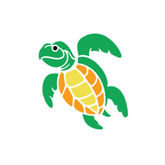 Colorful Cartoon Sea Turtle Illustration