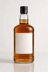 Whiskey Bottle Mockup with Blank Label on White Background