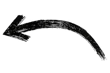 Black Grunge Arrow Curved Left – Hand Drawn Sketchy Direction Symbol