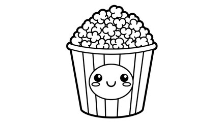Kawaii popcorn bucket with transparent background