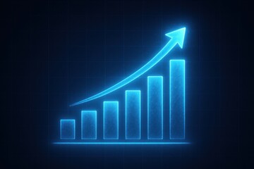 Growth and Progress: Dynamic visualization of a rising graph and arrow, symbolizing upward momentum in business, finance, or technological progress.