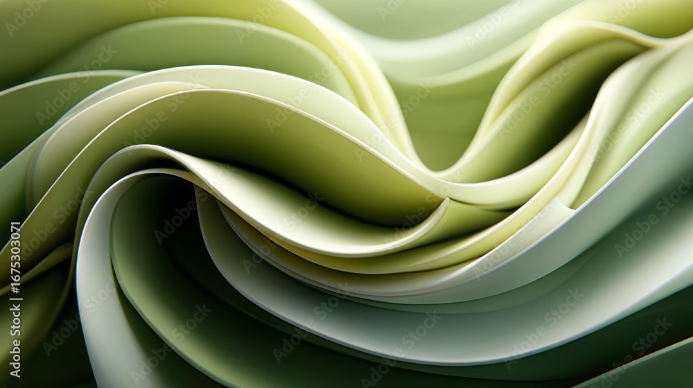 Poster soft olive green abstract background with flowing curves and smooth textures creates a calming and s