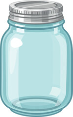 Glass mason jar with metal lid clean empty container for storage food drinks diy projects vector
