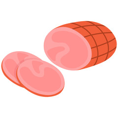 Illustration of a cartoon of sliced ham