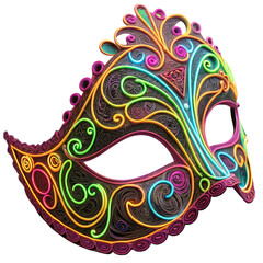 Stunning decorative mask with vibrant swirls and intricate patterns, perfect for festive events and creative design projects