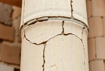 Close-up of weathered stone pillar, intricate detail visible, stone, building