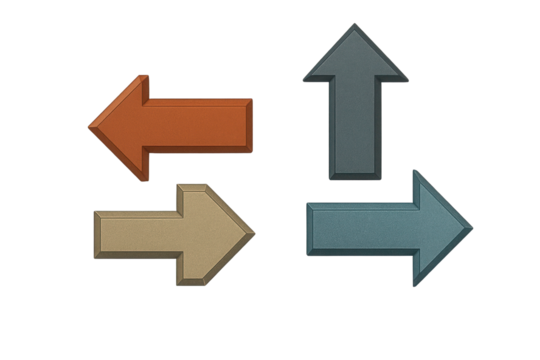 Directional arrows pointing in different directions isolated PNG with Transparent Background