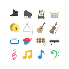 音楽・楽器のベクターイラストセット：アイコン・音楽記号 - Music and Instrument Vector Illustration Set: Icon and Musical Symbols