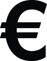 Black euro symbol graphic on for financial concepts vector