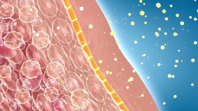 Slimming factors penetrate into the fat layer of the skin, slimming pills dissolve fat cells, lose weight, obese people become slimmer, body management solutions, 3D animation.