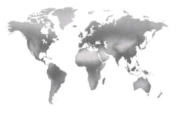 Minimalist gray watercolor world map silhouette on white background