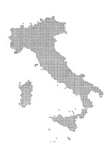Halftone dotted map of Italy isolated on white background
