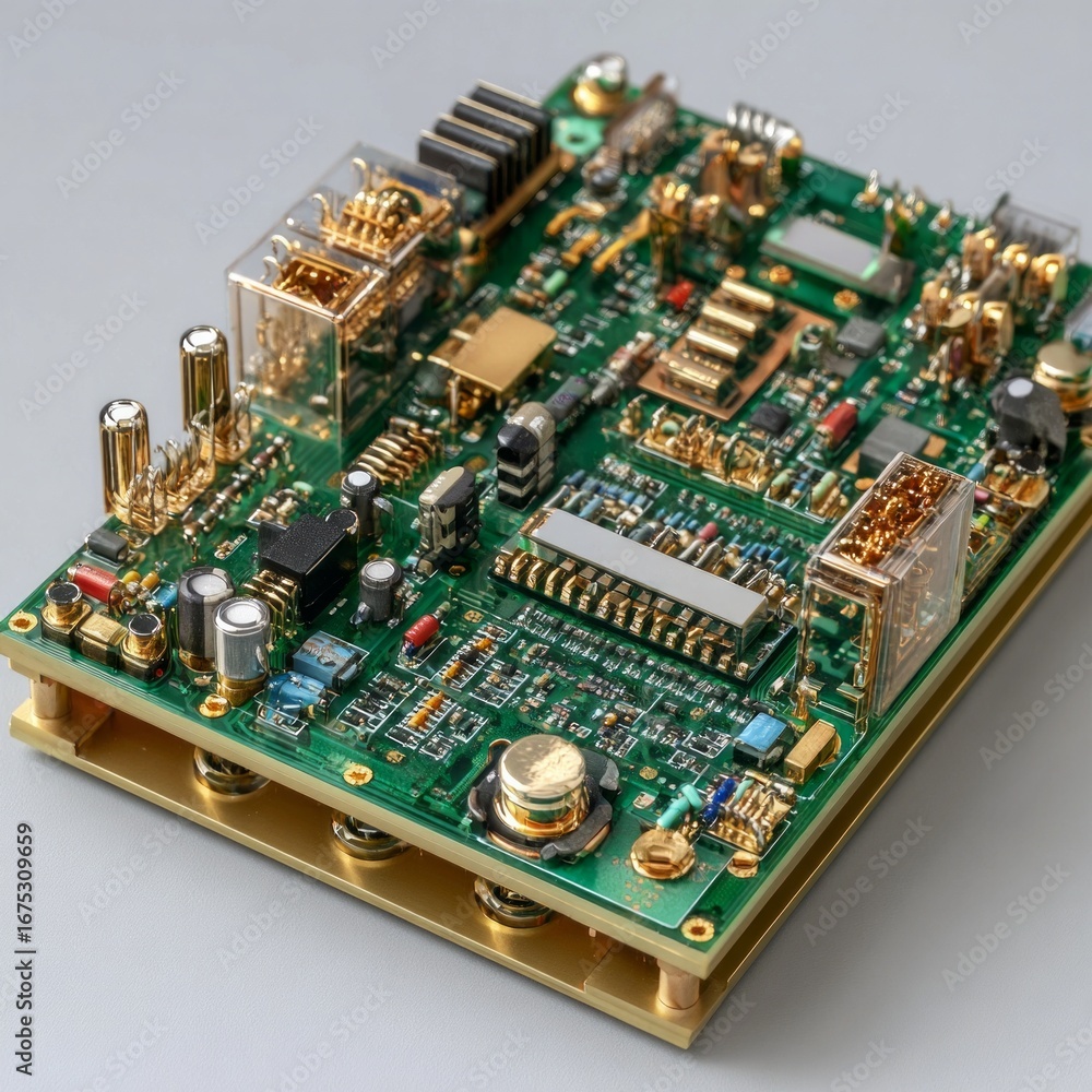 Poster a circuit board with many components on it