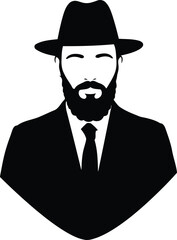 Stylish bearded man in fedora hat and suit classic vintage fashion vector