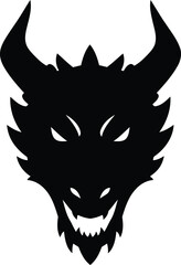 Fierce dragon head silhouette mythical creature symbol vector