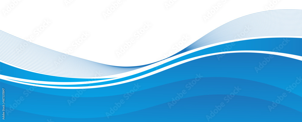 Fototapete vector blue line background curve element with white space for text and message design, overlapping 