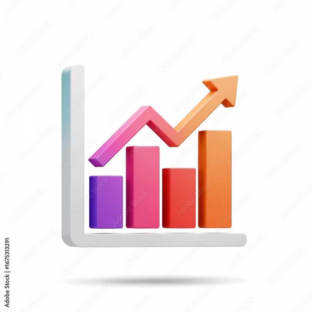 Poster data visualization for growth: an upward trending graph in a modern, clean style symbolizes progress