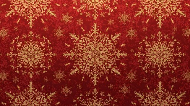 Premium Christmas Packaging Design. Golden snowflake seamless design for upscale packaging, wrapping paper, holiday branding, and seasonal product presentation.